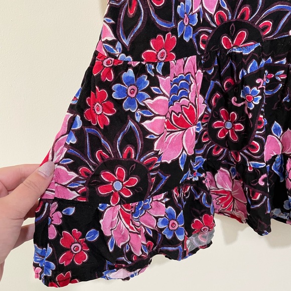 Zara Black Bold Floral Long Sleeve Smock Shirt Dress Size Large Boho Style - Picture 7 of 10